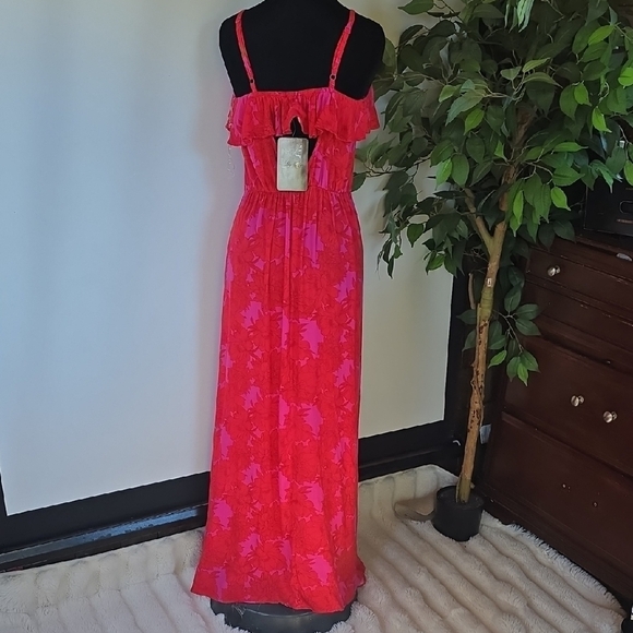 Lily Rose Vibrant Red and Pink Maxi Dress - Picture 3 of 3